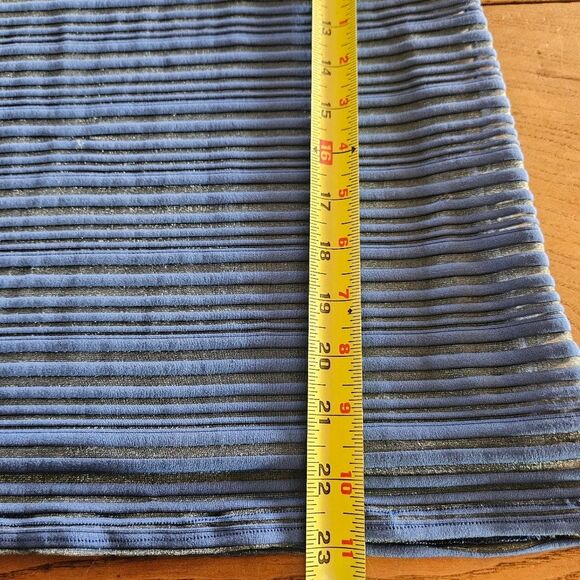 Peck & Peck Medium Blue Sheer Stripe Knit Tunic Top Lightweight 3/4 Sleeve - Picture 5 of 5